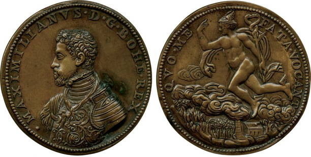 WORLD COMMEMORATIVE MEDALS. Austria and Holy Roman: WORLD COMMEMORATIVE MEDALS. Austria and Holy Roman Empire. Maximillian II (1527-1564-1576), as King of Bohemia, Bronze Medal (1562), 19th Century restitutional cast in the style of Leone Leoni (c.1509