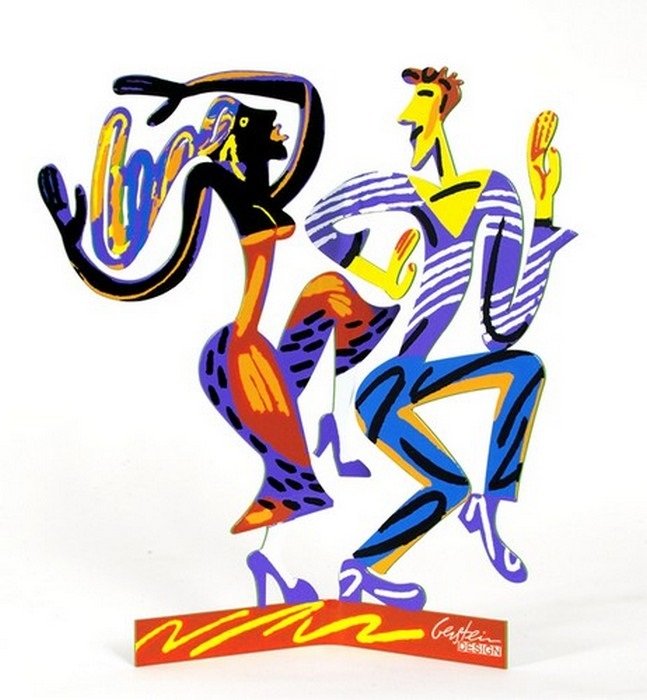 Serigraph on Steel by Gerstein: Serigraph on Steel Printed on 2 sides by David Gerstein titled "Dancers" Dimensions are 13 X 12. Certificate of authenticity provided. Authentic guaranteed! CJRAP41700150