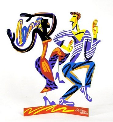 Serigraph on Steel by Gerstein: Serigraph on Steel Printed on 2 sides by David Gerstein titled "Dancers" Dimensions are 13 X 12. Certificate of authenticity provided. Authentic guaranteed! CJRAP41700150