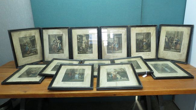 After Francis Wheatley RA, Cries of London, period engr: After Francis Wheatley RA, Cries of London, period engravings in Hogarth frames. AF. 16.5''x13. Thirteen items.