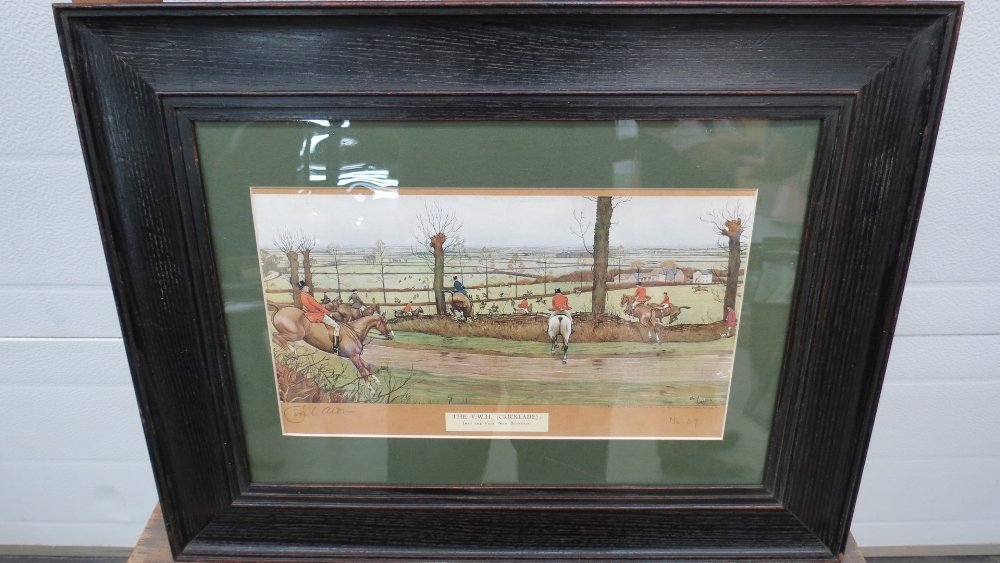 Cecil Aldin, VWH Cricklade, Into the Val: Cecil Aldin, VWH Cricklade, Into the Valley from Blunsdon, lithograph, signed in pencil lower left. No. 37. 17x30cm