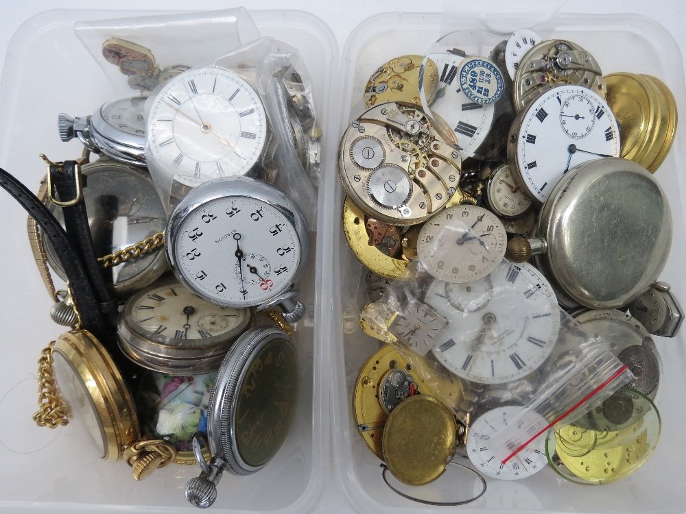 A quantity of pocket watch movements some with cases AF: A quantity of pocket watch movements some with cases AF