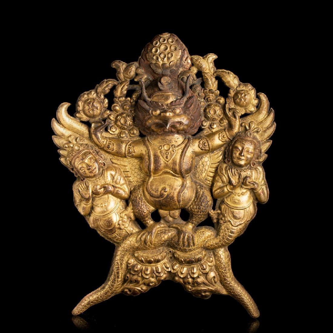 TIBET - Gilt copper plaque of Garuda, 18th century (1 of 1)