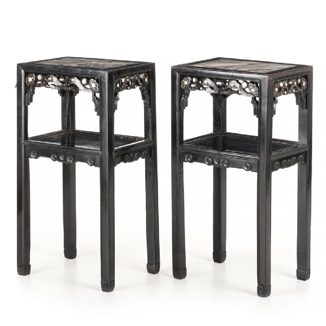 Pair of Chinese tables with marble (1 of 1)