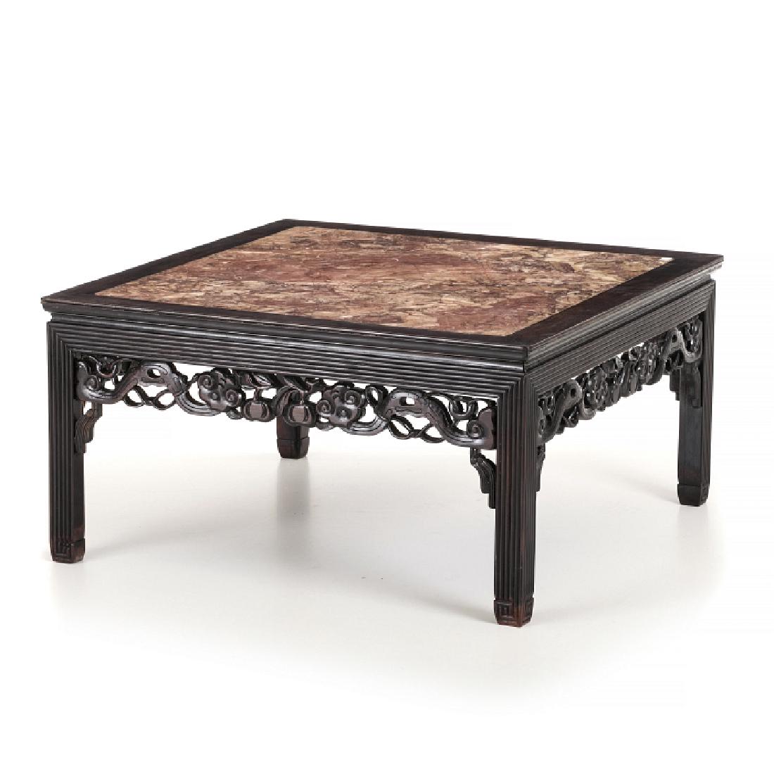 Square Chinese centre marble top table (1 of 1)