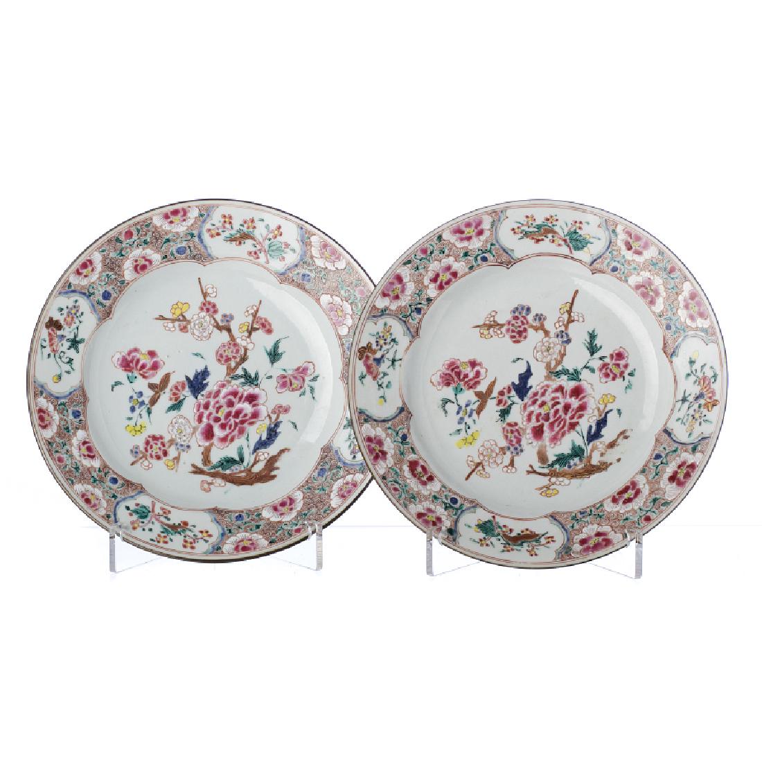 Pair of Chinese peony porcelain plates, Yongzheng (1 of 1)