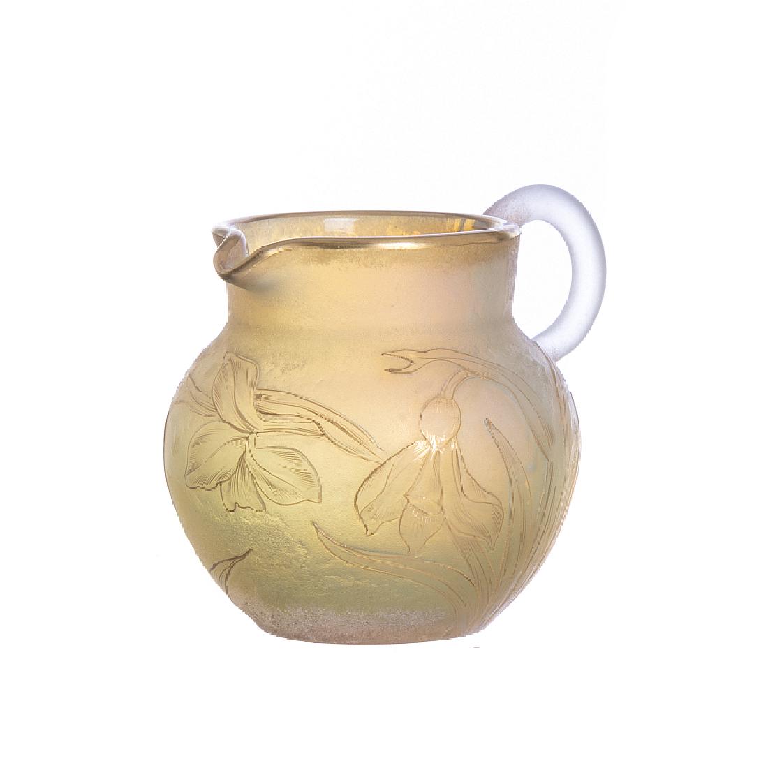 DAUM NANCY - Small floral glass pitcher (1 of 1)