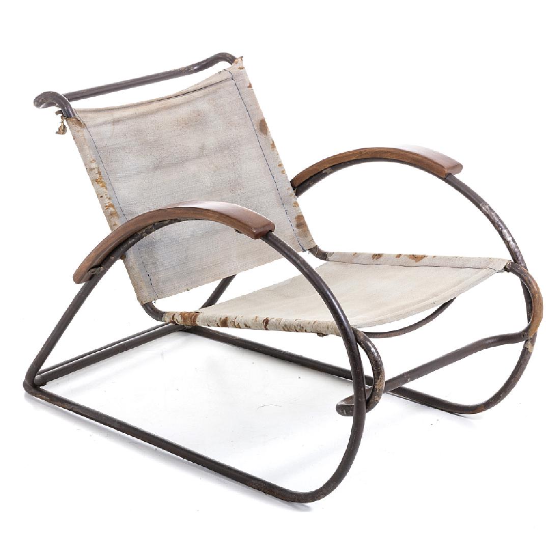 ERICH DIECKMANN (1896-1944) - Armchair mod. 8319: Germany, c.1931, tubular metal structure, arms with wood, seat and back in canvas. Minor oxidation and staining to canvas. Dim.:62x60x90cm.