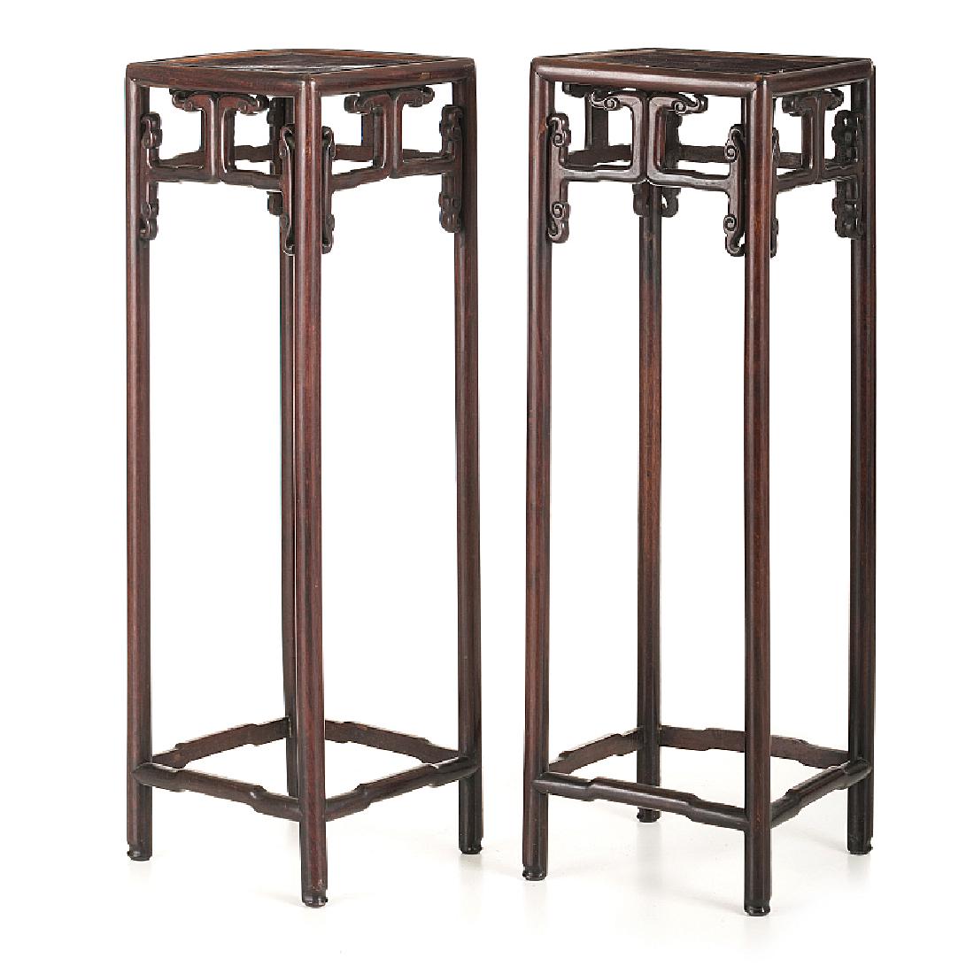 Pair of tall Chinese hongmu columns (1 of 1)