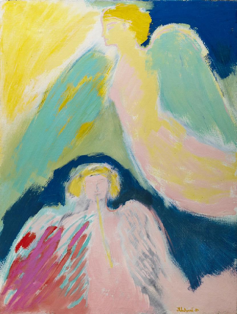 ILDA DAVID (b. 1955) Angel: Oil on canvas, signed and dated 1984. Dim.: 65.5x50.5 cm.