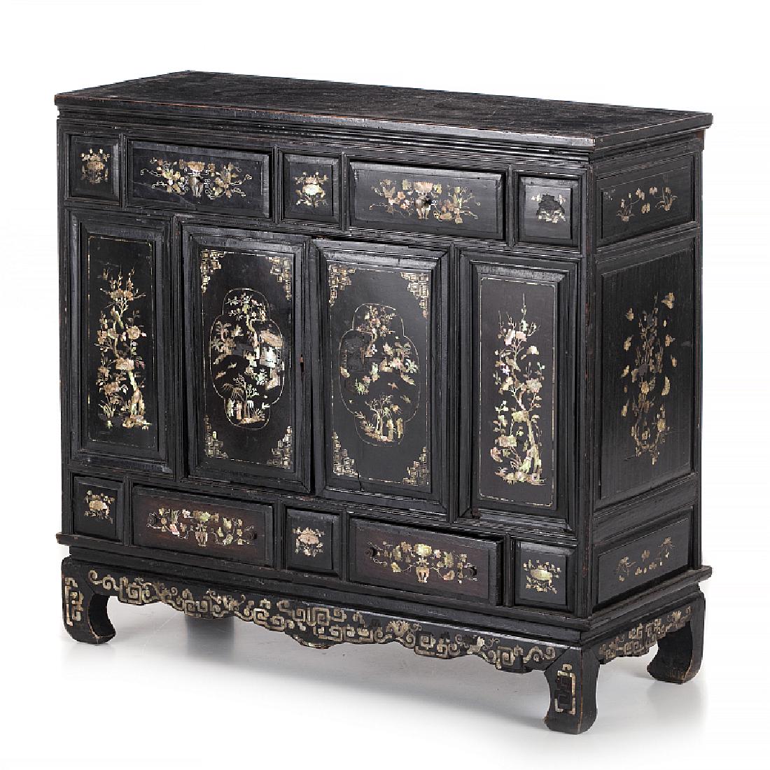 Large Chinese cabinet with inlaid mother of pearl, (1 of 1)