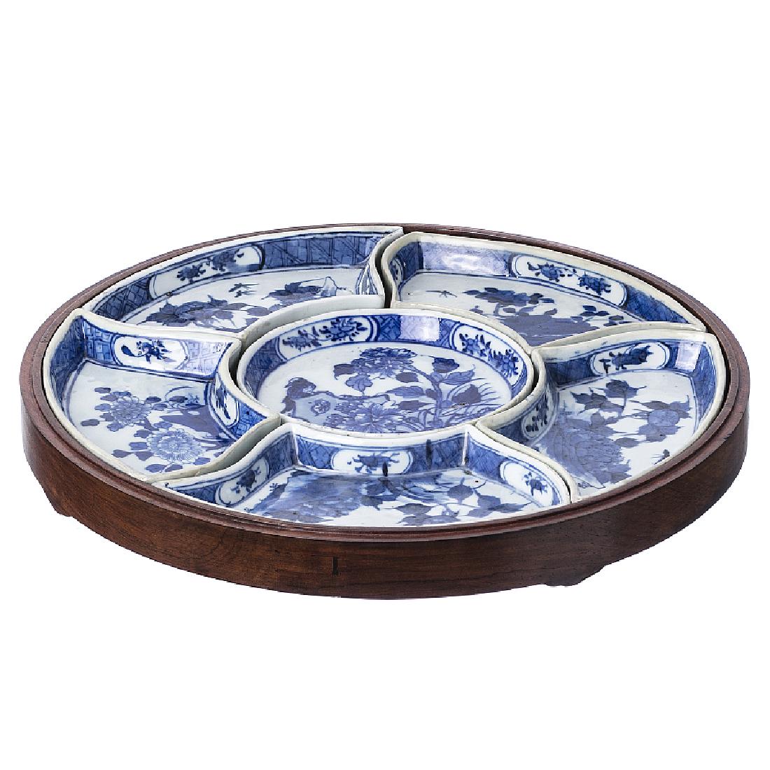 Chinese appetizer porcelain set with tray (1 of 1)