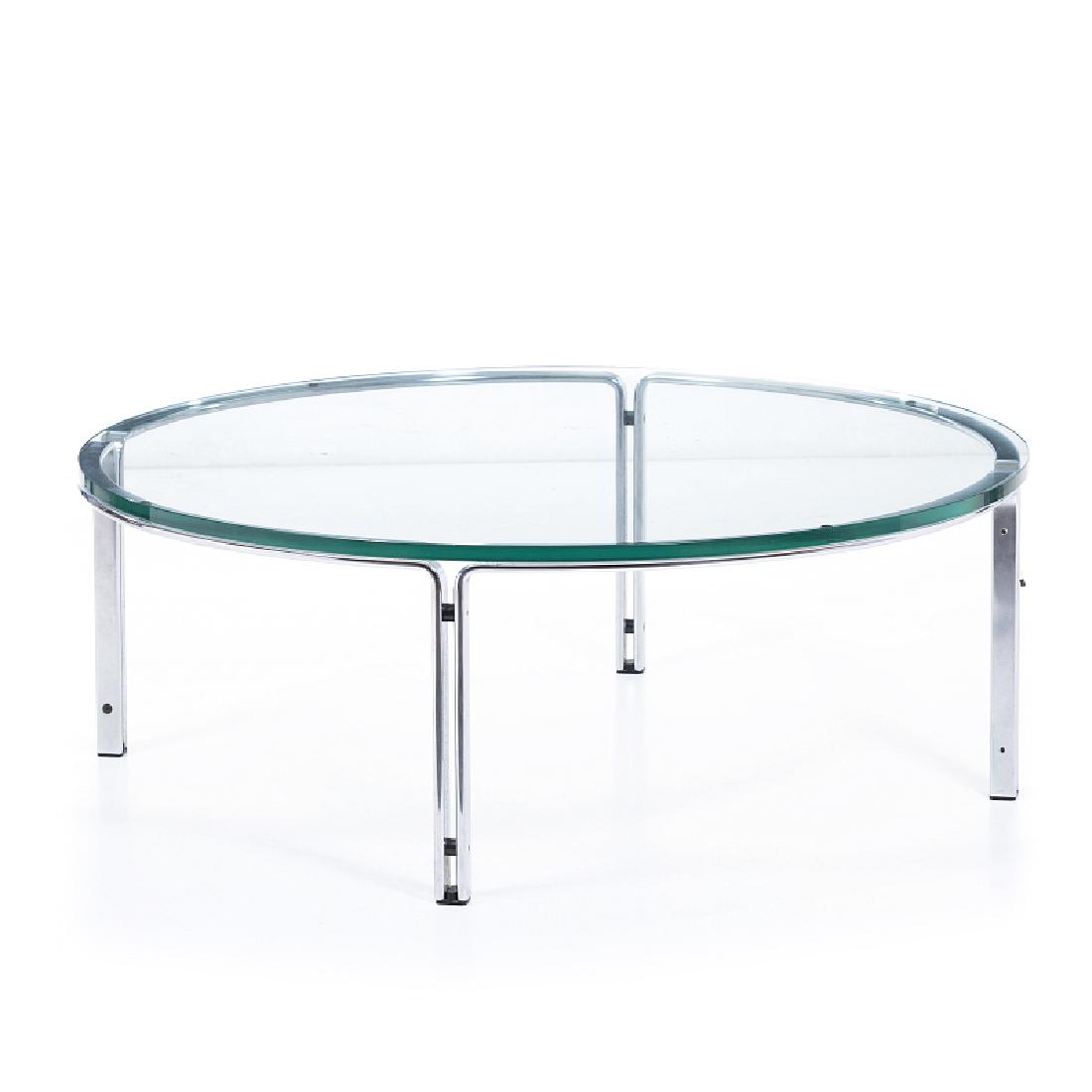HORST BRUNING (b.1934) - Cocktail table: Germany, c.1970, chrome-plated metal structure, manufacture of Kill International, glass top. Lminor chip. Dim .: 39.5x110cm.