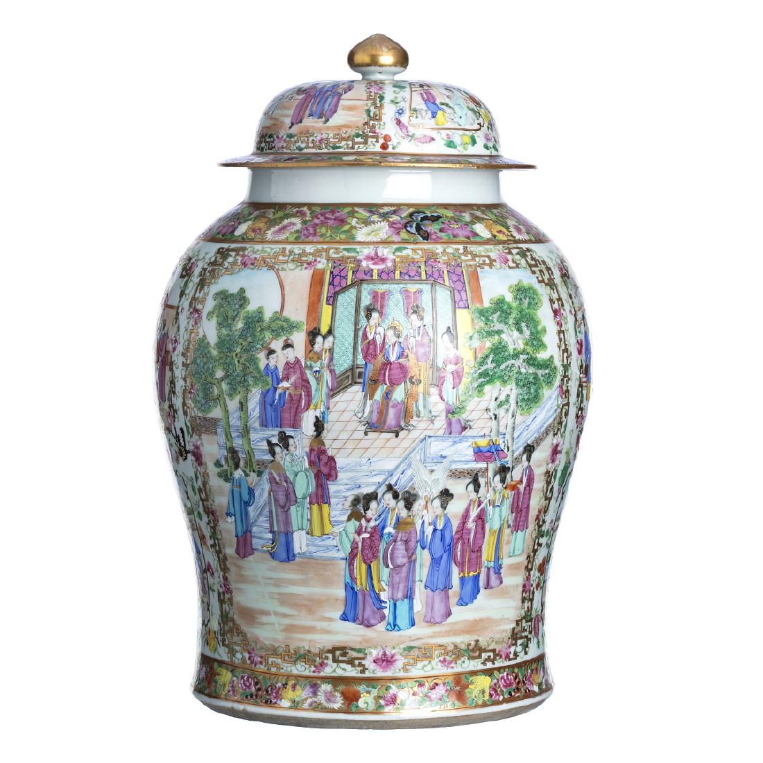 Chinese porcelain figural pot and cover, Daoguang (1 of 1)