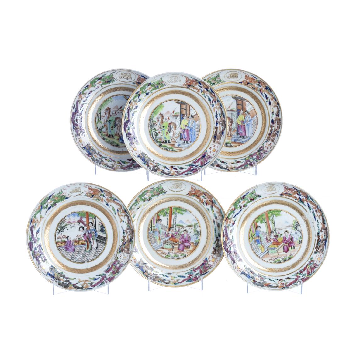 Six small plates 'mandarin' in chinese porcelain (1 of 1)