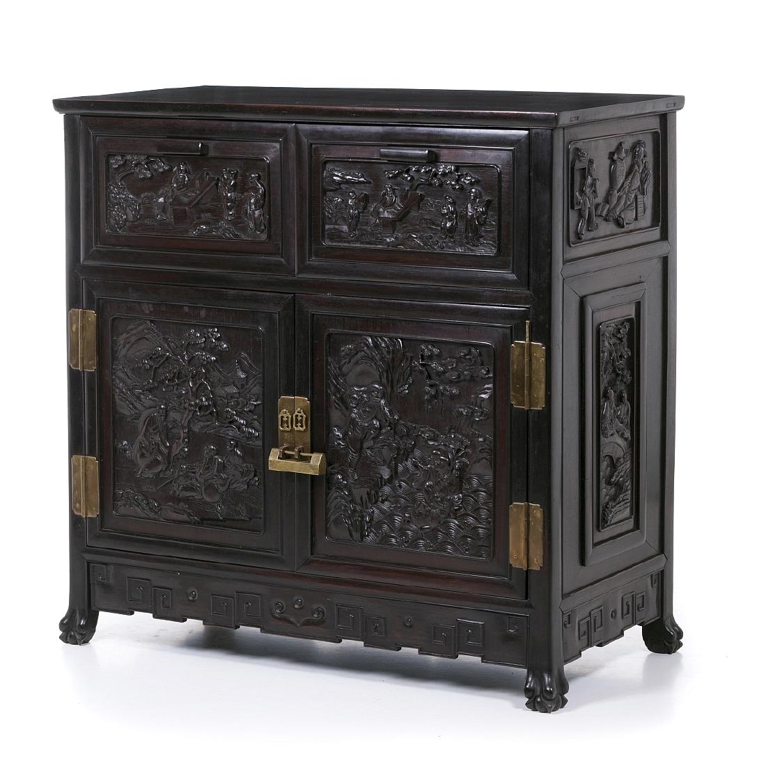 Chinese cabinet 'figures' in hongmu (1 of 1)