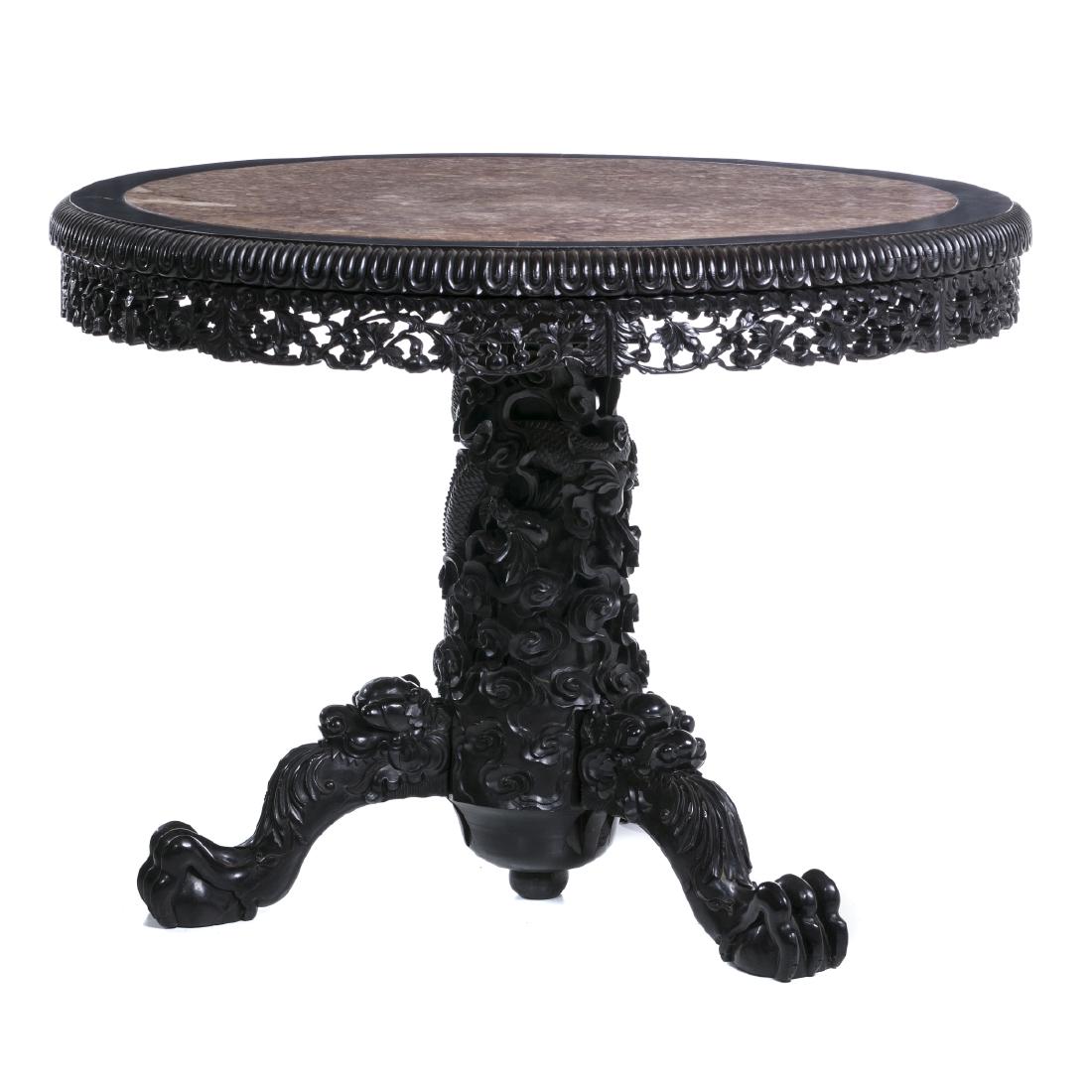 Chinese table in hongmu with marble top (1 of 1)