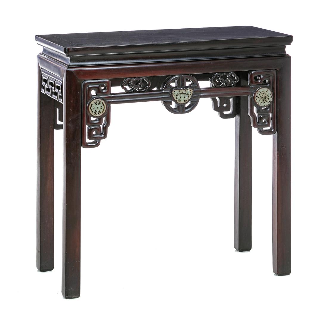 Chinese altar table with jade inlaid plates, Minguo (1 of 3)
