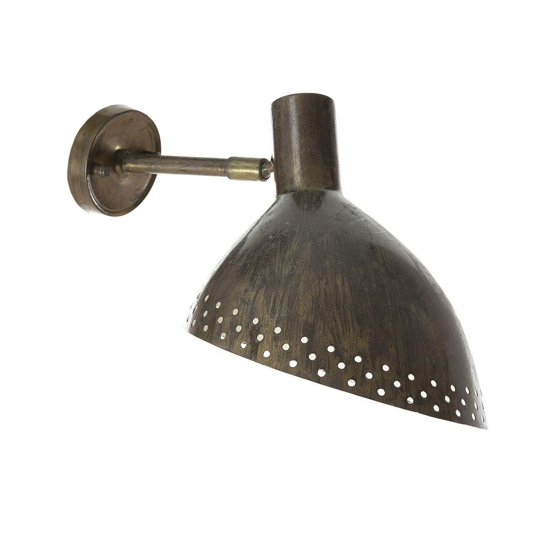 ITALIAN WORK, C.1940-50 - Modernist wall sconce: Perforated brass, white interior, adjustable diffuser. Electrified. Painting flaws. Dim.:35cm.
