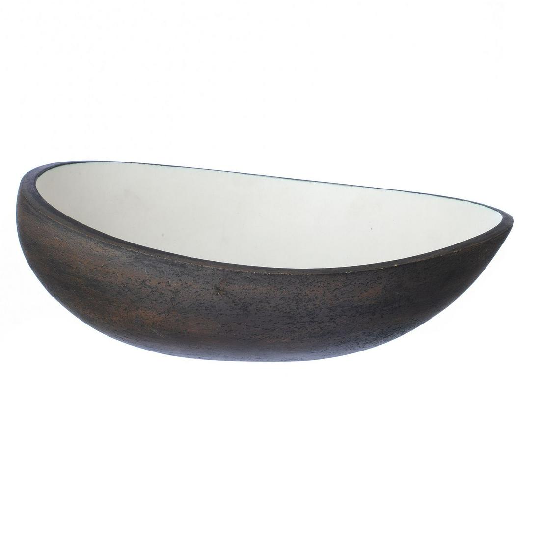 KRISTIN MCKIRDY (1958) - Large freeform oval bowl: France, c.2000, ceramics, of elongated freeform oval form, external scarification decoration white enamel glazed interior. Signed.Dim.:43cm.