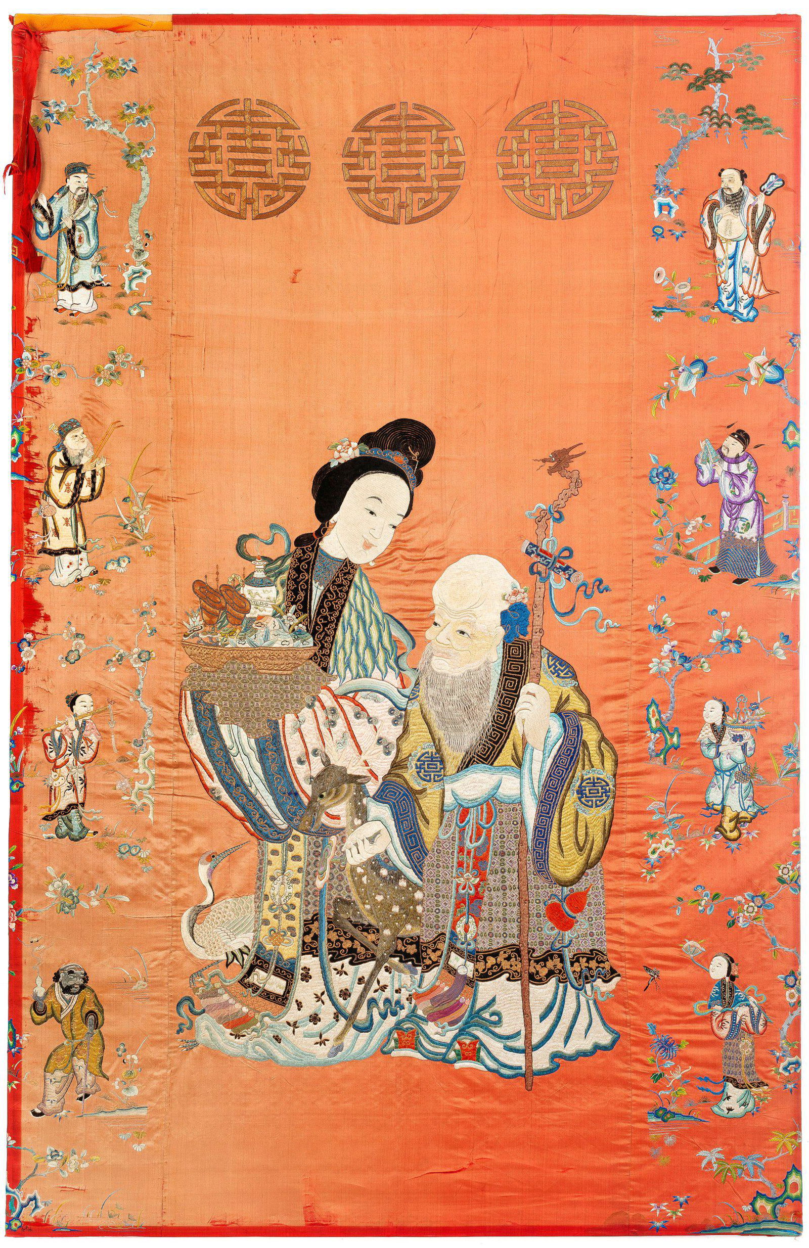 Large Chinese Deities & Immortals Embroidered Panel (1 of 1)