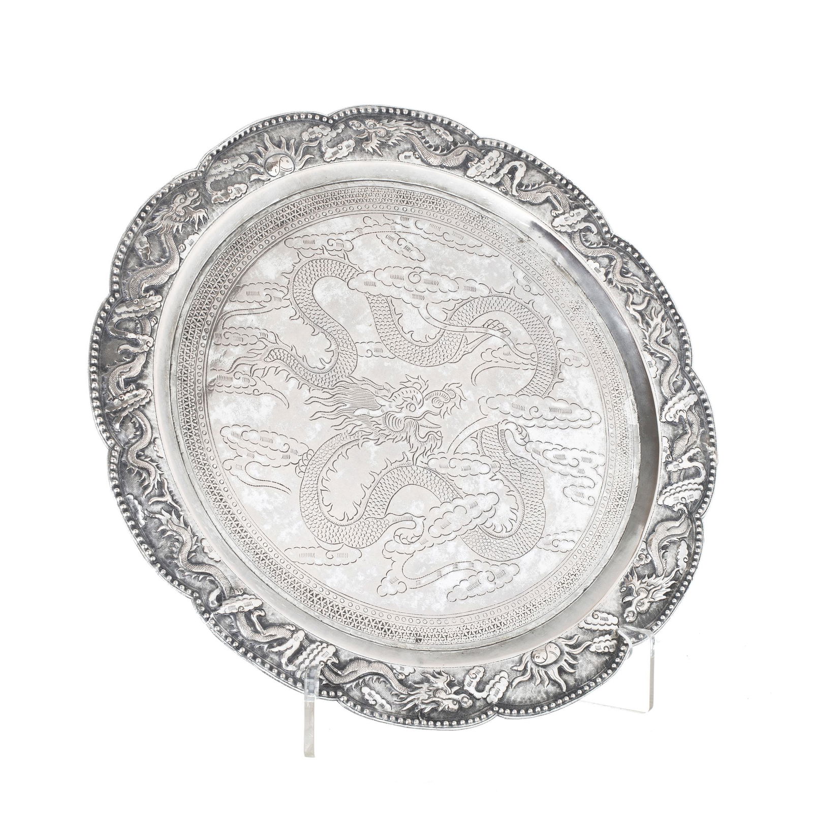 Chinese dragon silver salver (1 of 1)