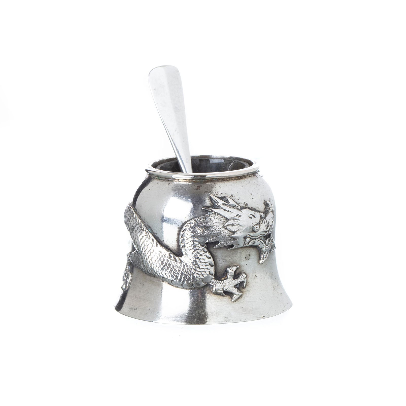 Chinese silver 'dragon' spice salt cellar (1 of 1)