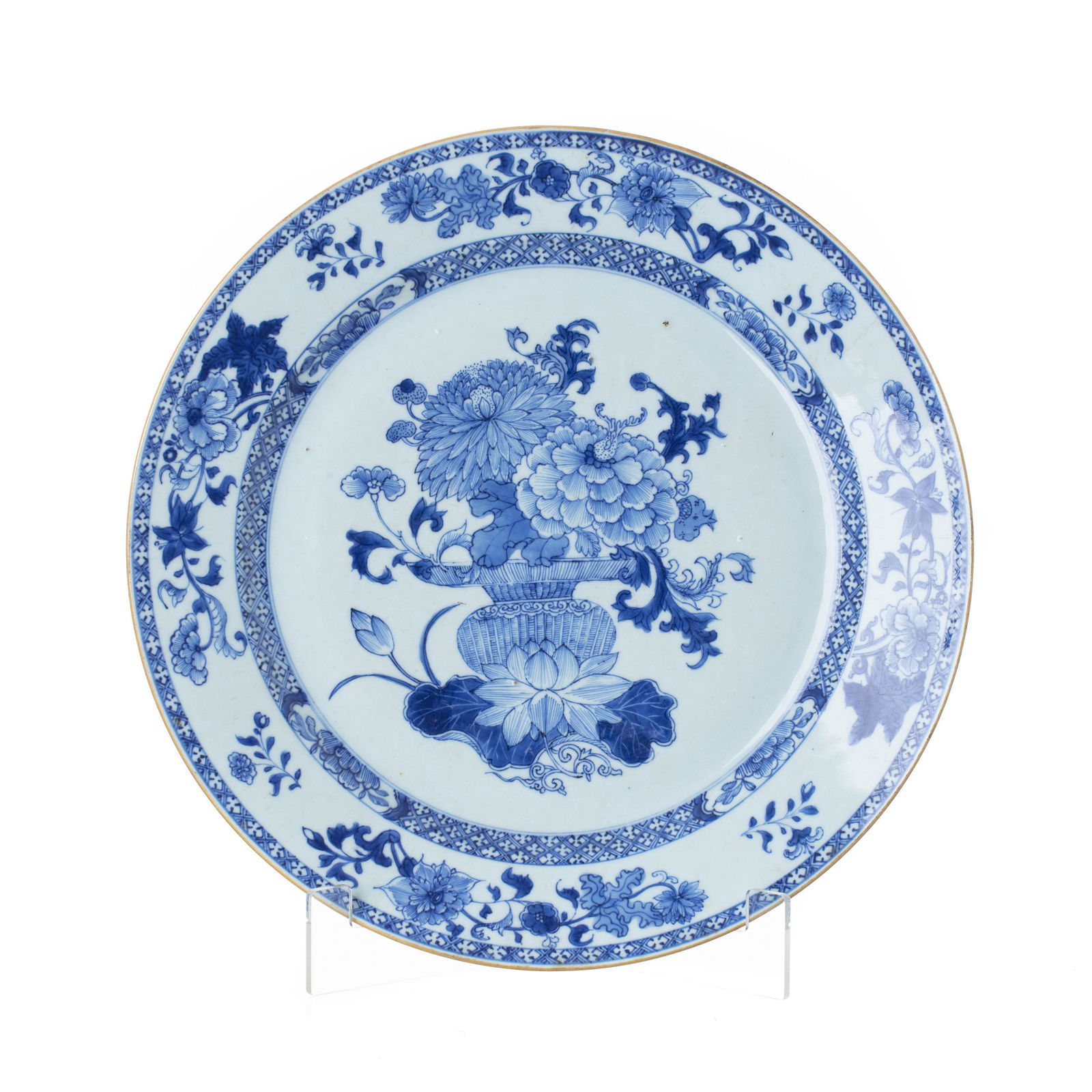 Chinese porcelain 'vase with peonies' large plate (1 of 1)