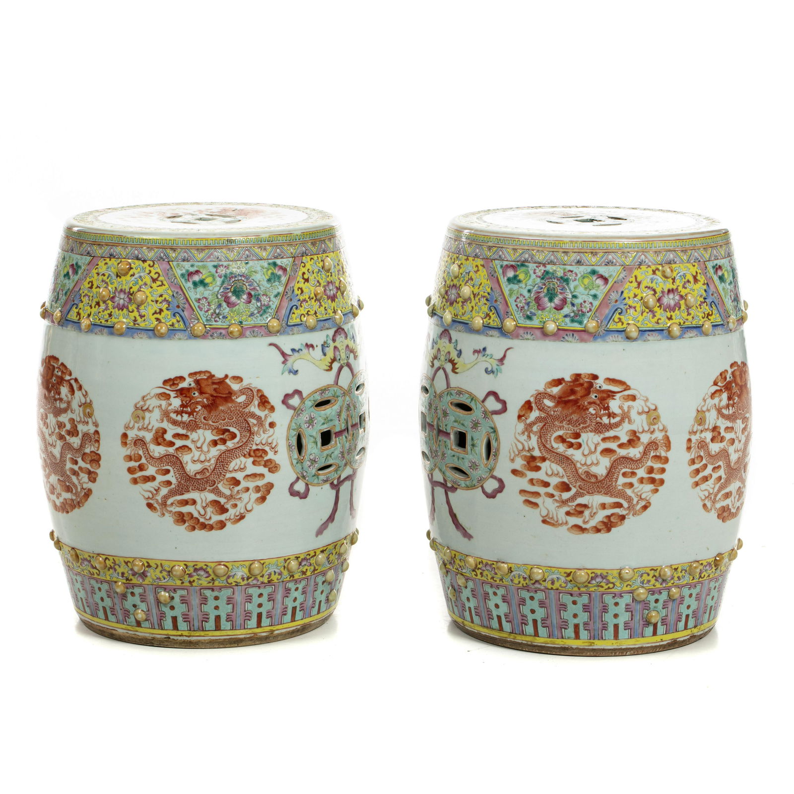 Pair of Chinese porcelain 'dragon' stools, Guangxu (1 of 1)