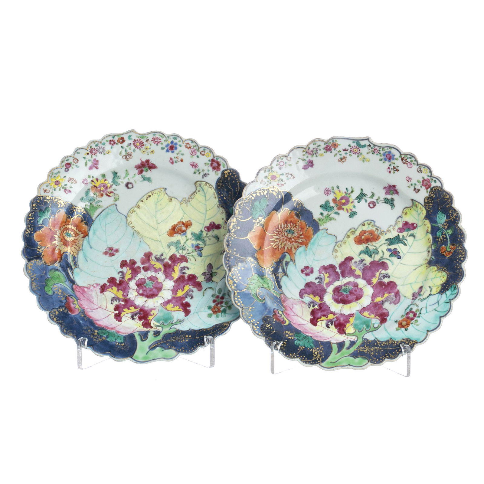 Pair of Chinese Export porcelain 'Tobacco Leaf' pl (1 of 1)