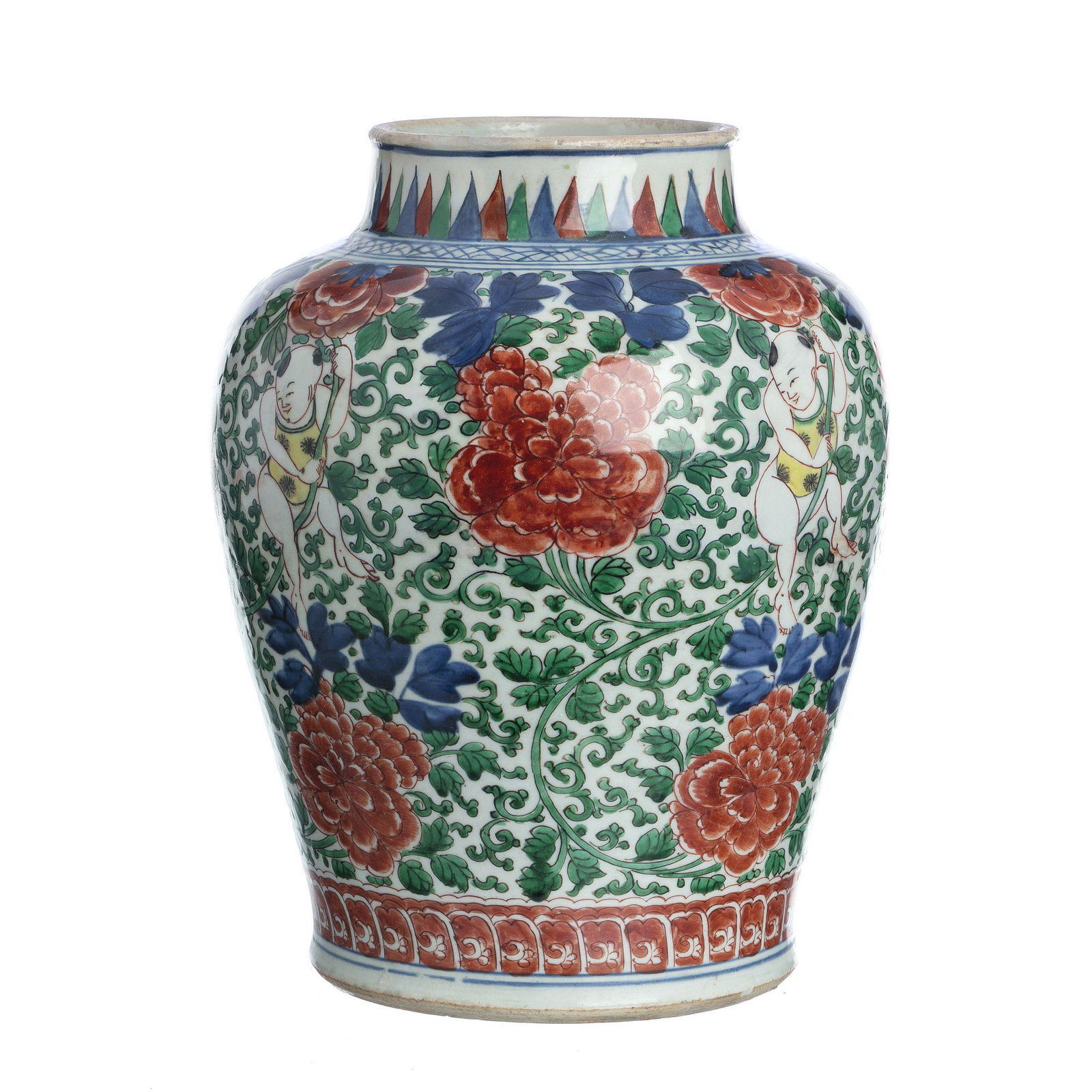 Chinese porcelain Wucai pot, Transitional (1 of 1)
