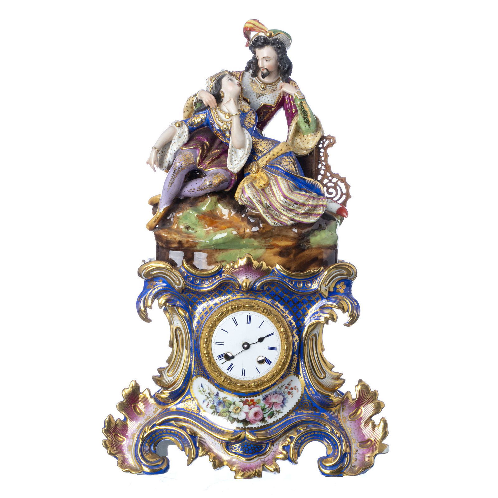 Porcelain table clock 'gallant figures' (1 of 1)