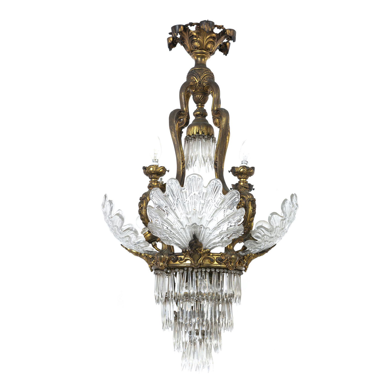 French crystal and bronze shell ceiling lamp (1 of 1)