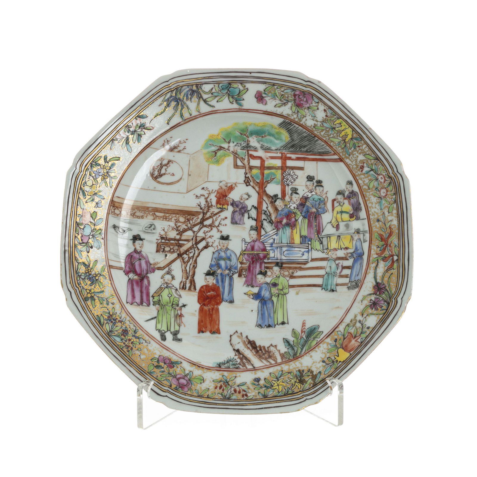 'Mandarin' octagonal plate in Chinese porcelain, (1 of 1)