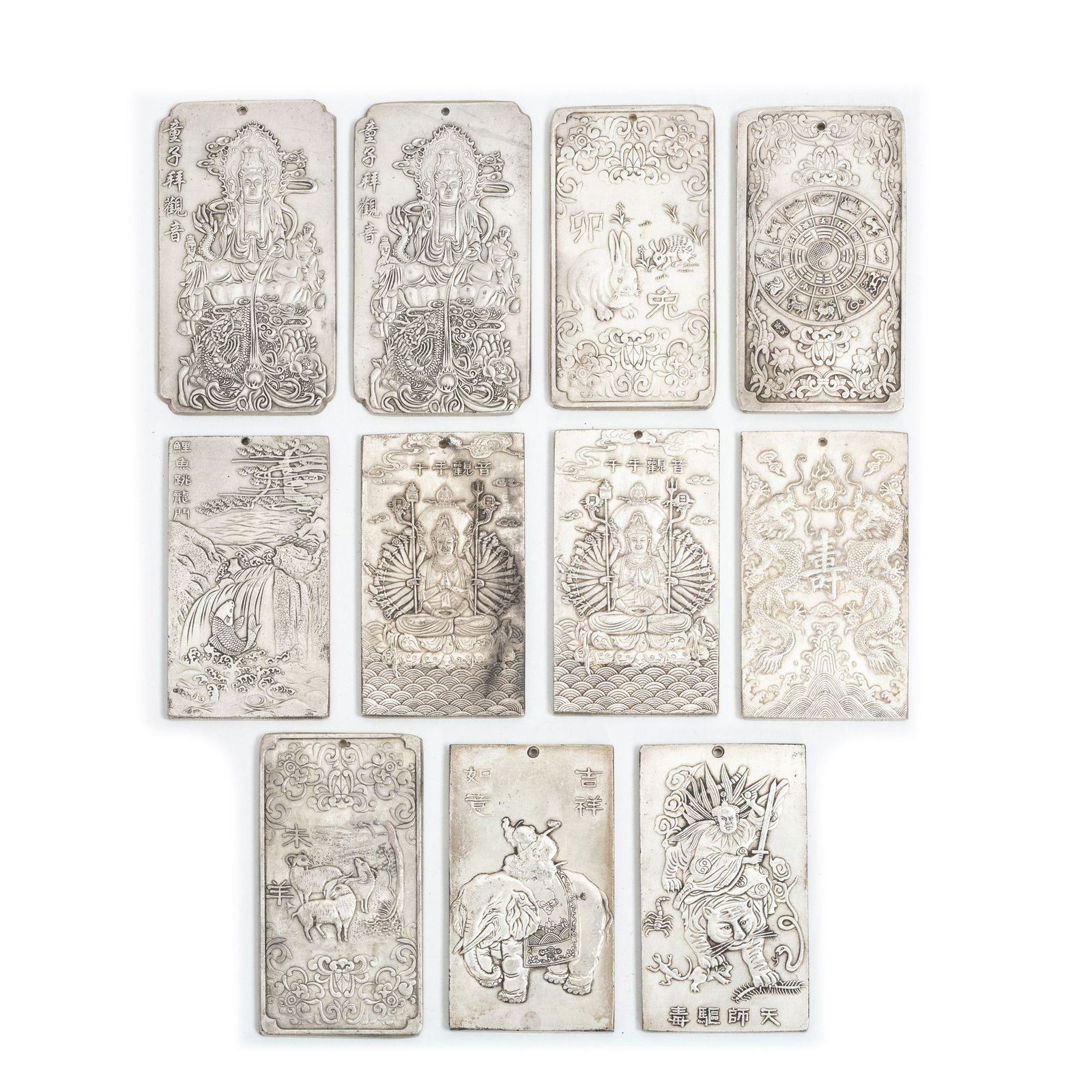 Chinese 'zodiac' scroll weights set (1 of 1)