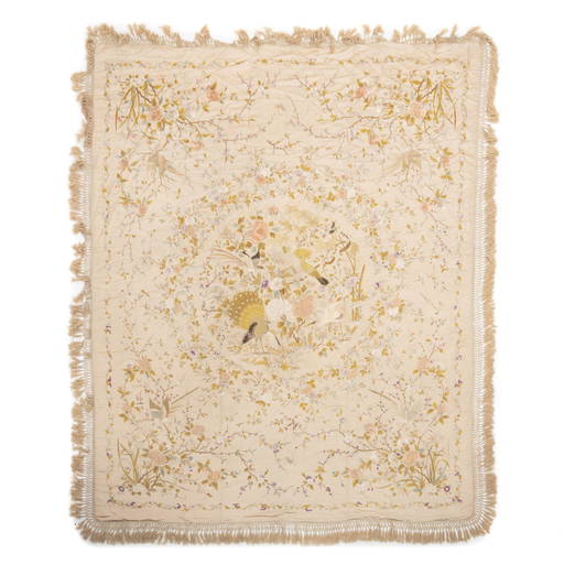 Chinese Silk Embroidered Bedspread