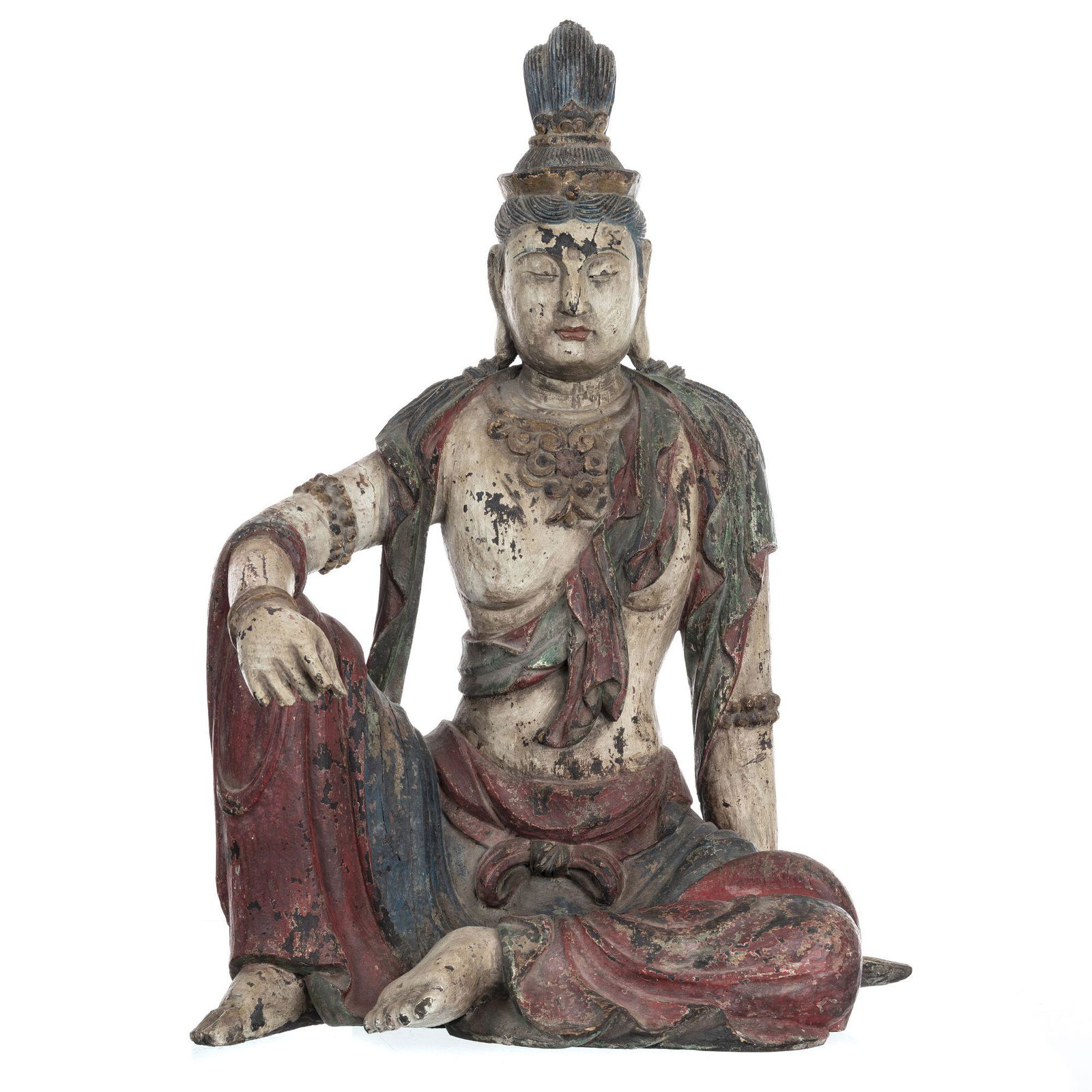 Chinese carved wood seated Guanyin Bodhisattva (1 of 1)