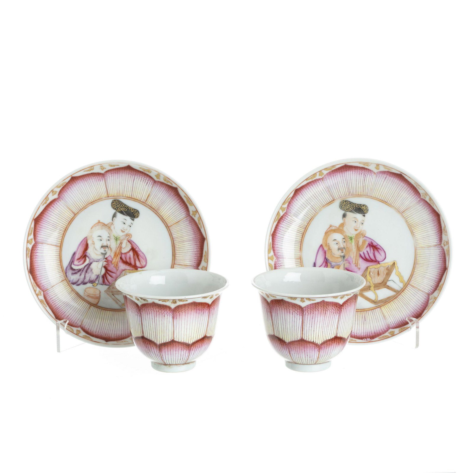 Pair of tea cup and saucer 'lotus flower' in china (1 of 1)