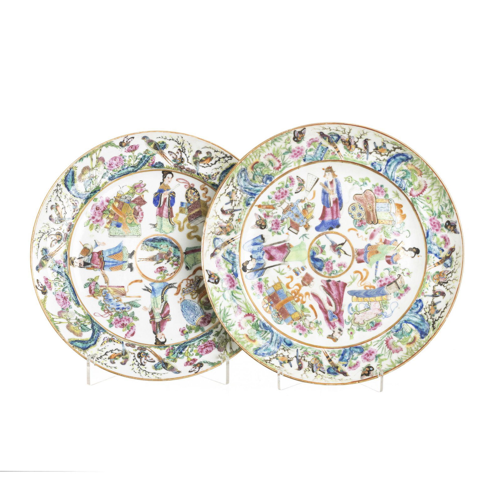 Pair of 'Mandarin' Chinese Porcelain Plates (1 of 1)