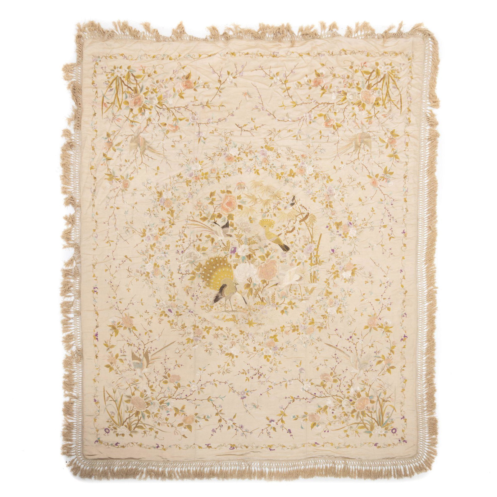 Chinese silk embroidered bedspread (1 of 1)