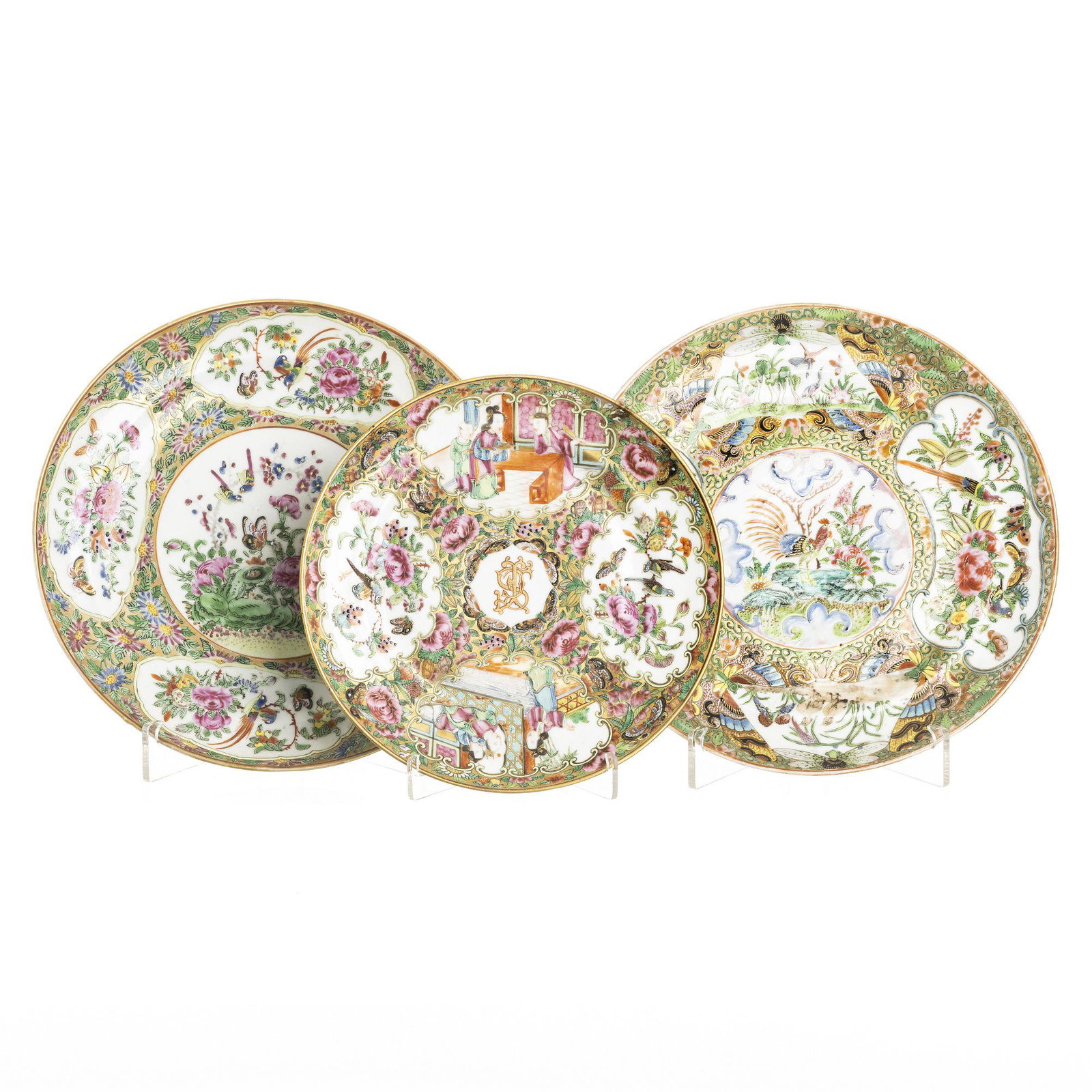 Three Mandarin Chinese Porcelain Plates (1 of 1)