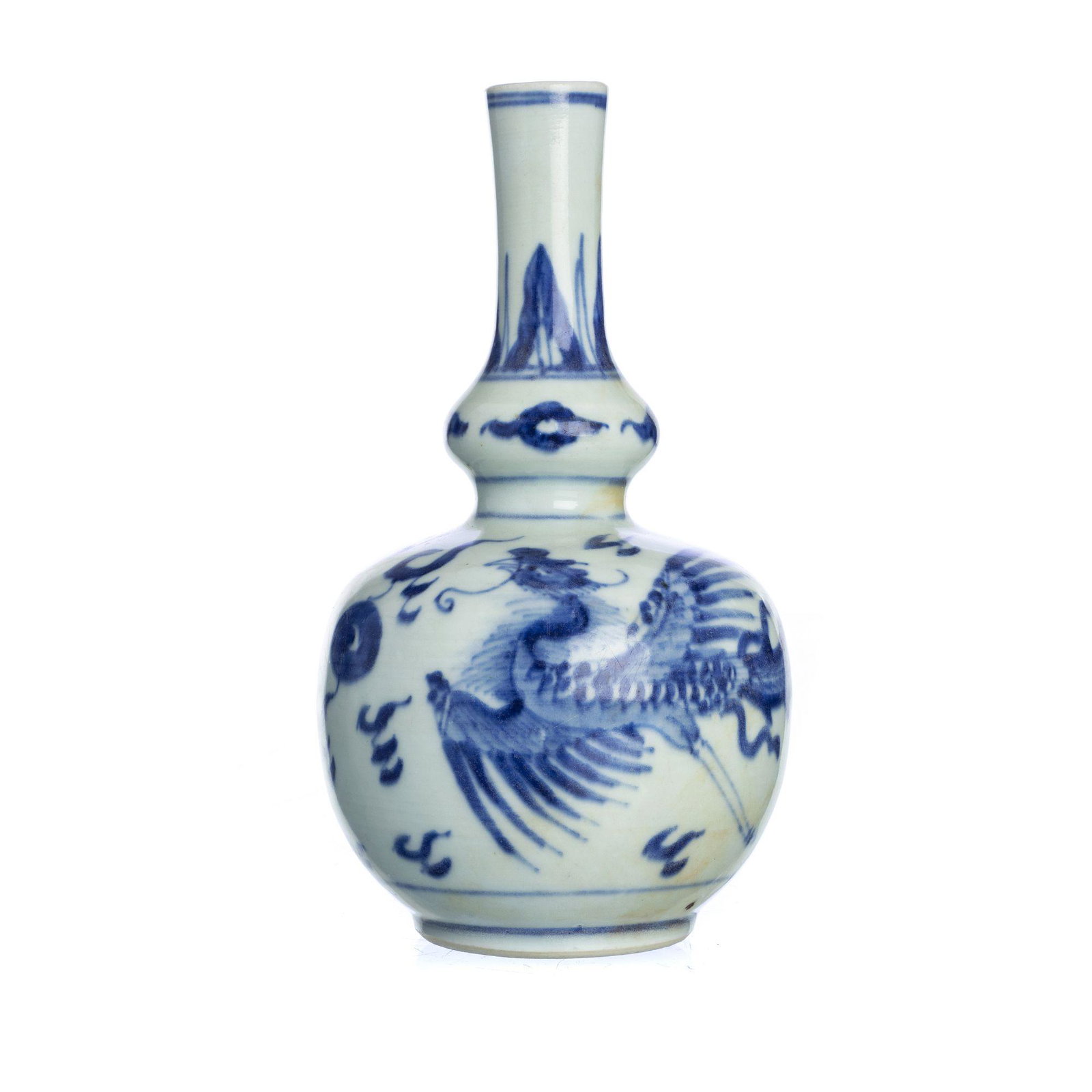 Chinese Transitional 'dragon & phoenix' porcelain gourd (1 of 1)