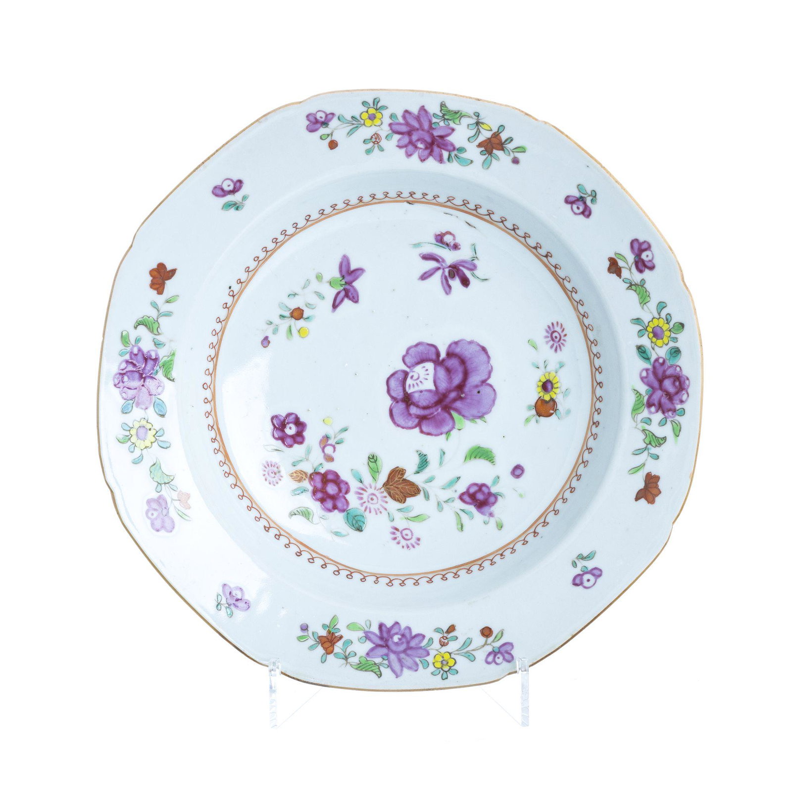 Plate 'flowers' in Chinese porcelain, Qianlong (1 of 1)