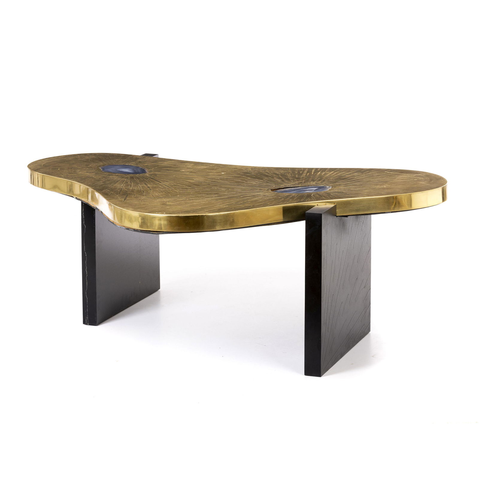 WILLY DARO (20th/21stI) (attrib.) - Etched brass and agate inlay coffee table (1 of 1)