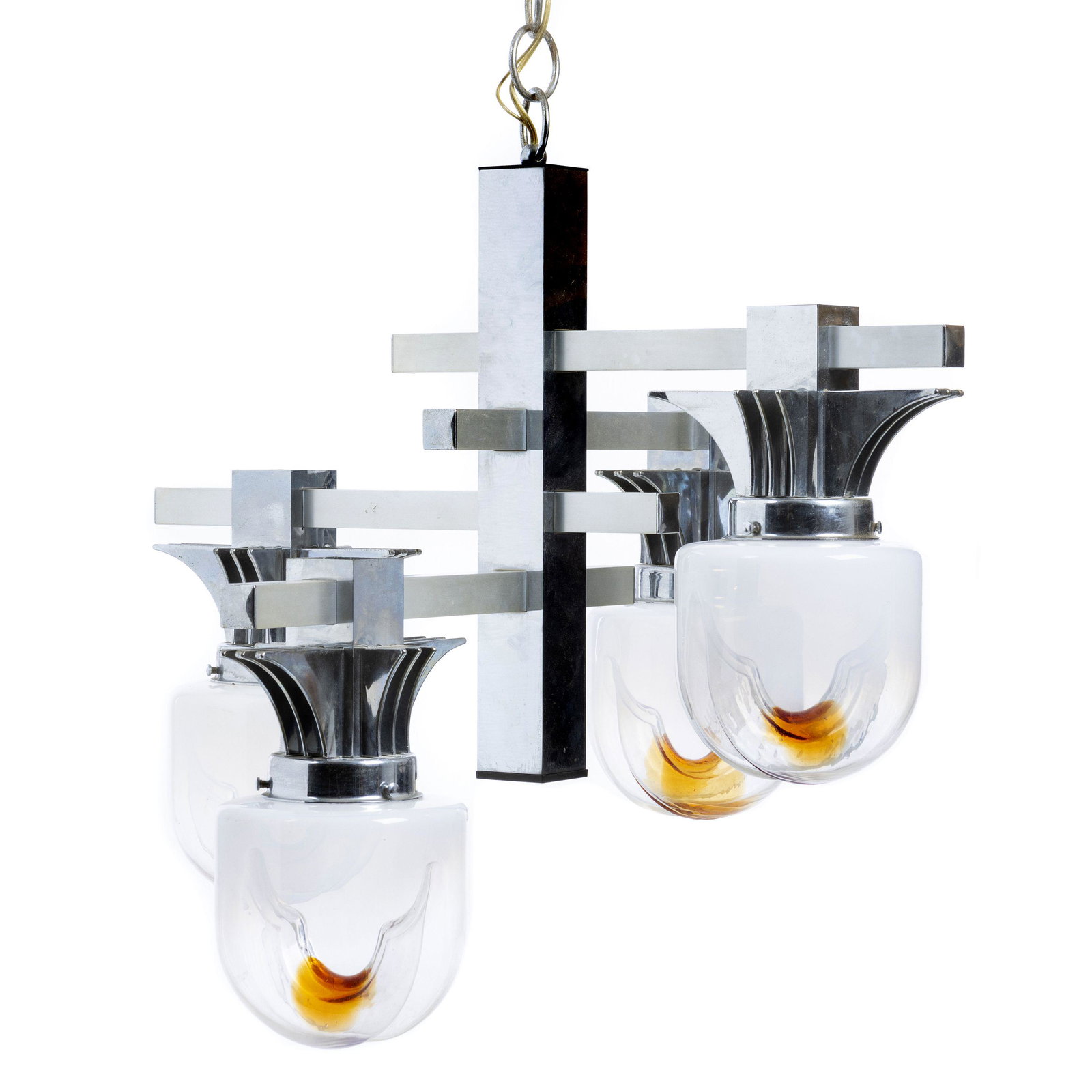 GAETANO SCIOLARI / MAZZEGA - Murano glass and chromed metal Chandelier (1 of 1)