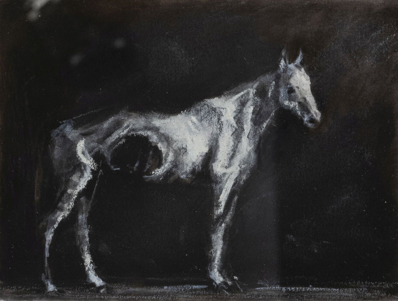 MIGUEL BRANCO (b.1963) -'Untitled - (From George Stubbs)': Mixed technique on paper, signed and dated 2010. Dim.: 9x12 cm.