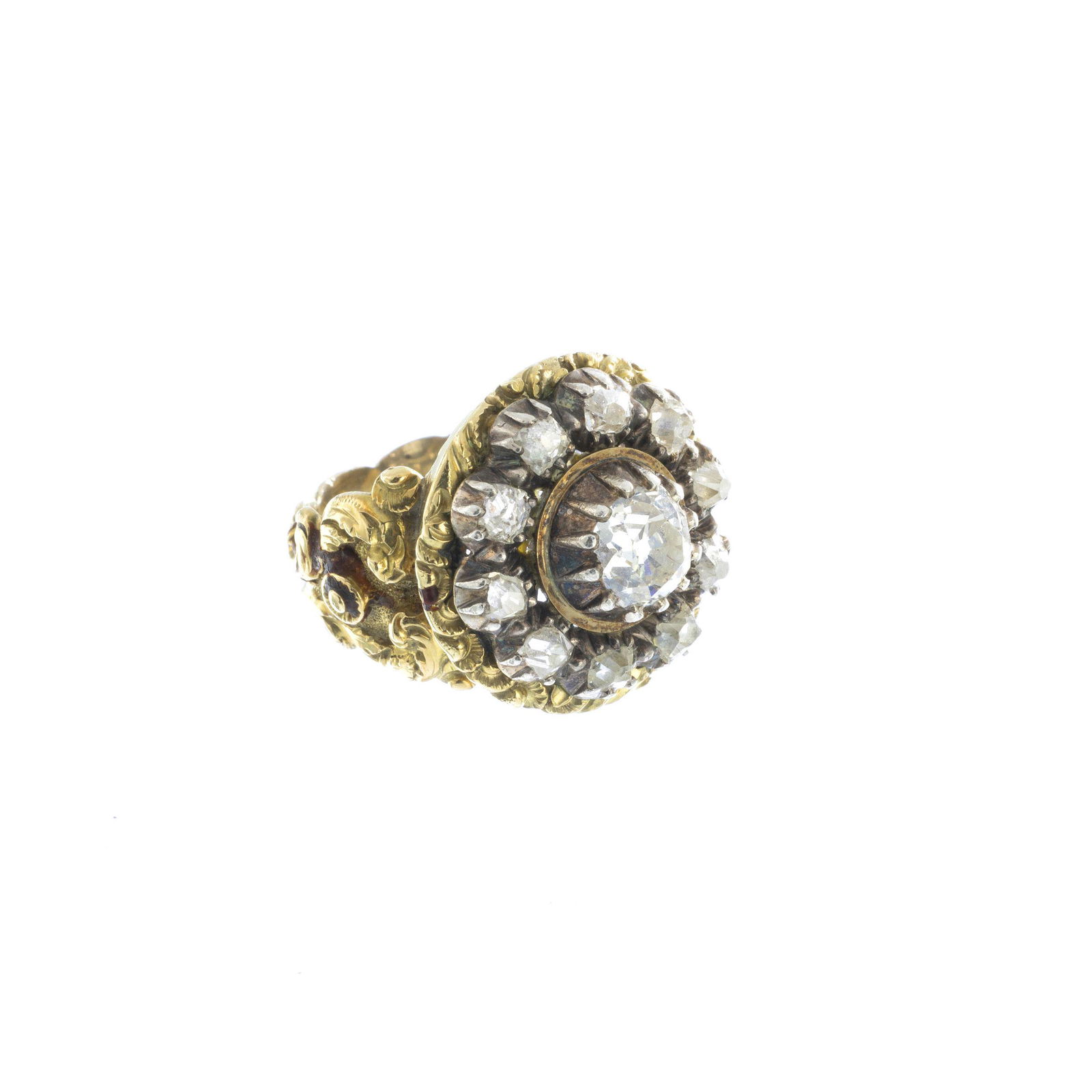 Antique chased gold and diamond ring (1 of 1)