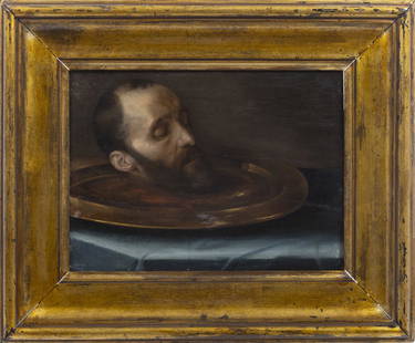 Circle by Philippe de Champaigne - 'Head of Saint John the Baptist': Oil on oak. Dim.:39x50cm.