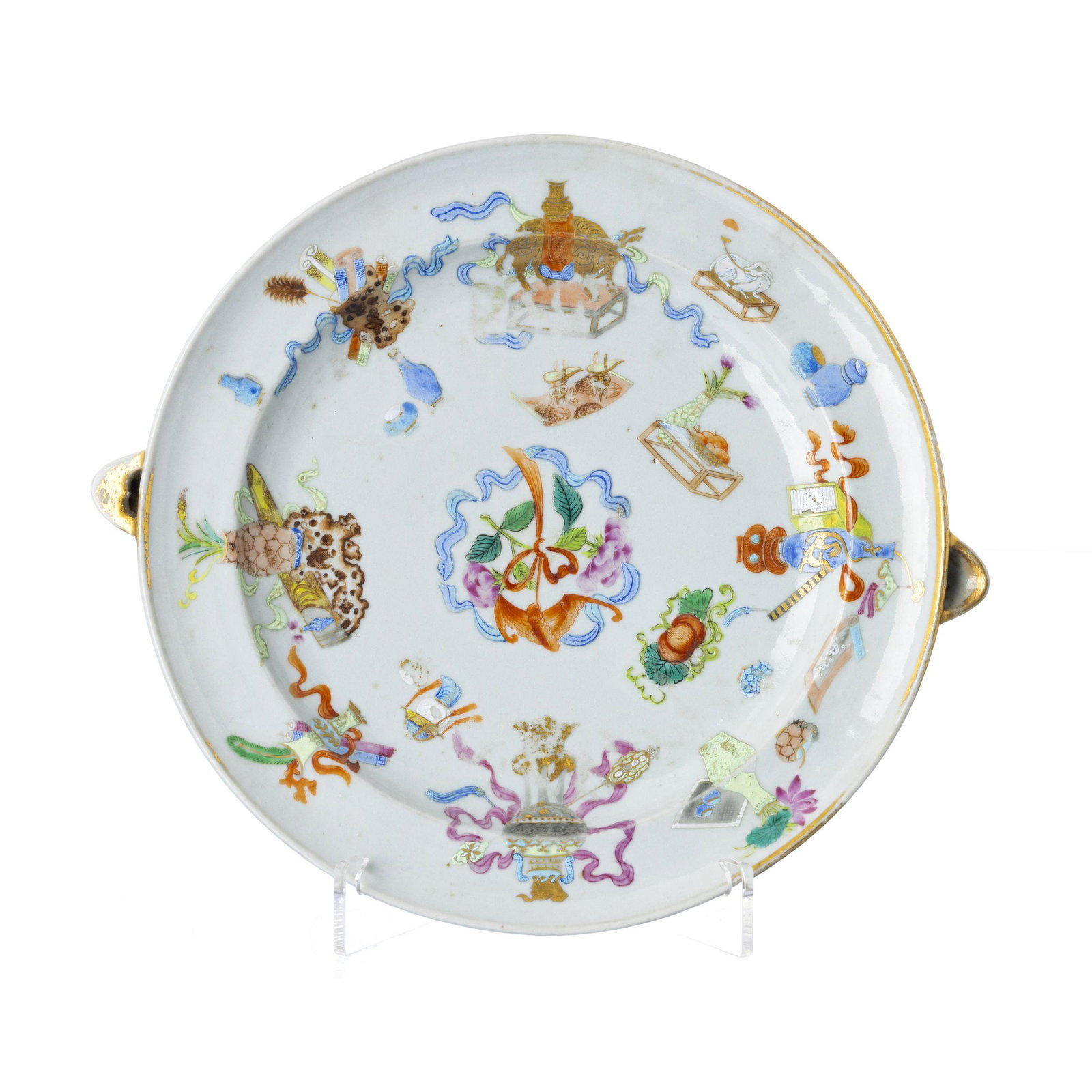 Chinese porcelain 'scholar attributes' rechaud plate, Daoguang (1 of 1)