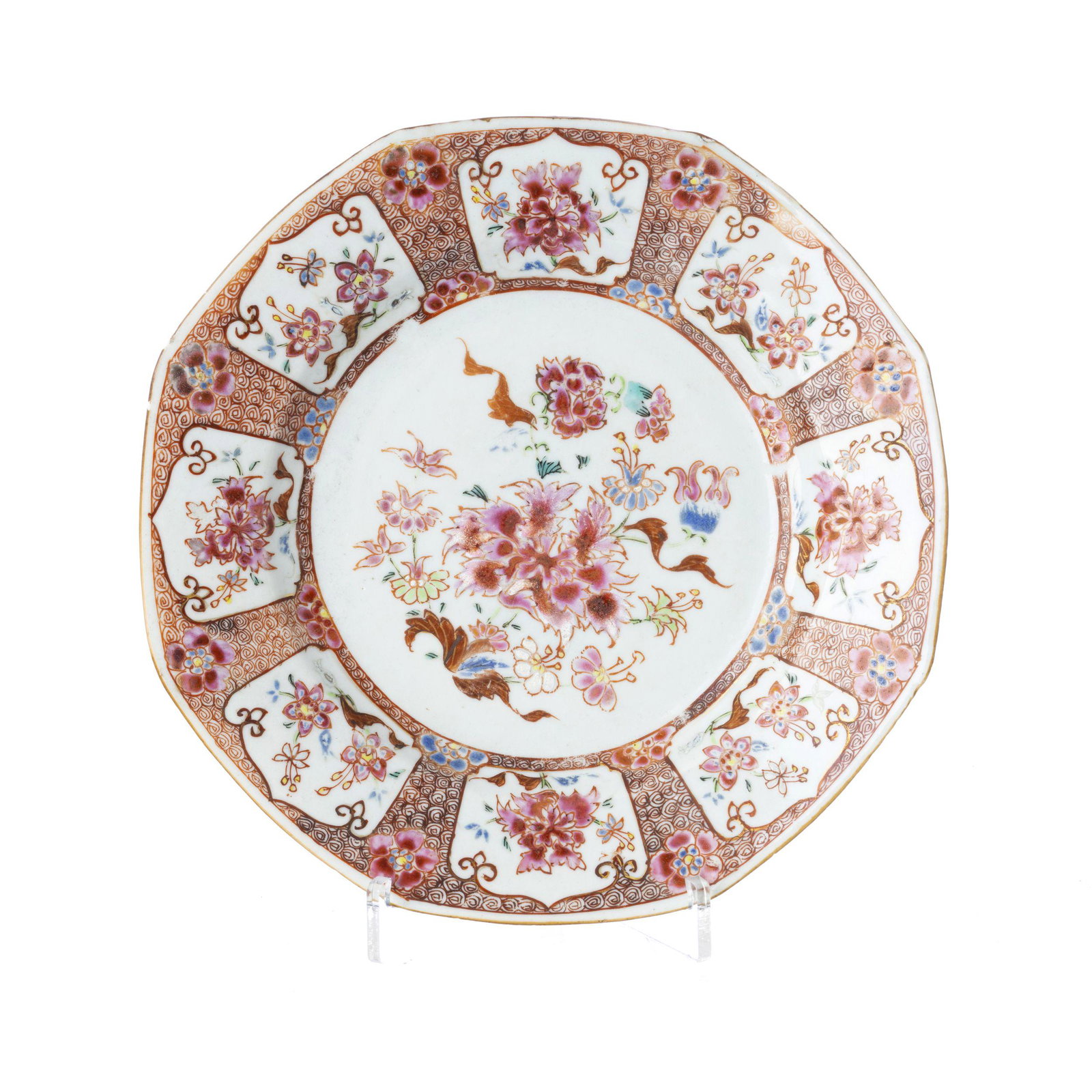 Chinese porcelain peony octagonal plate, Yongzheng (1 of 1)
